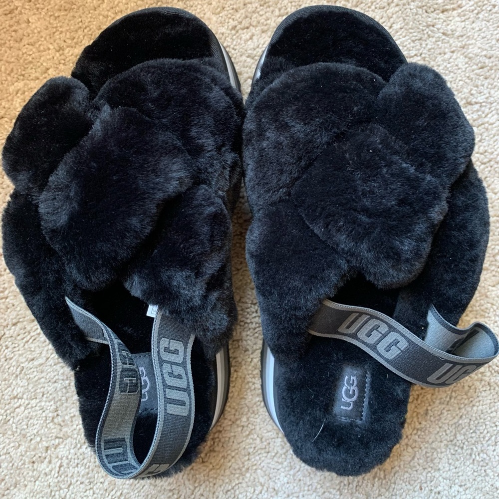 UGG Disco Knot Slide Black Gray slippers 9